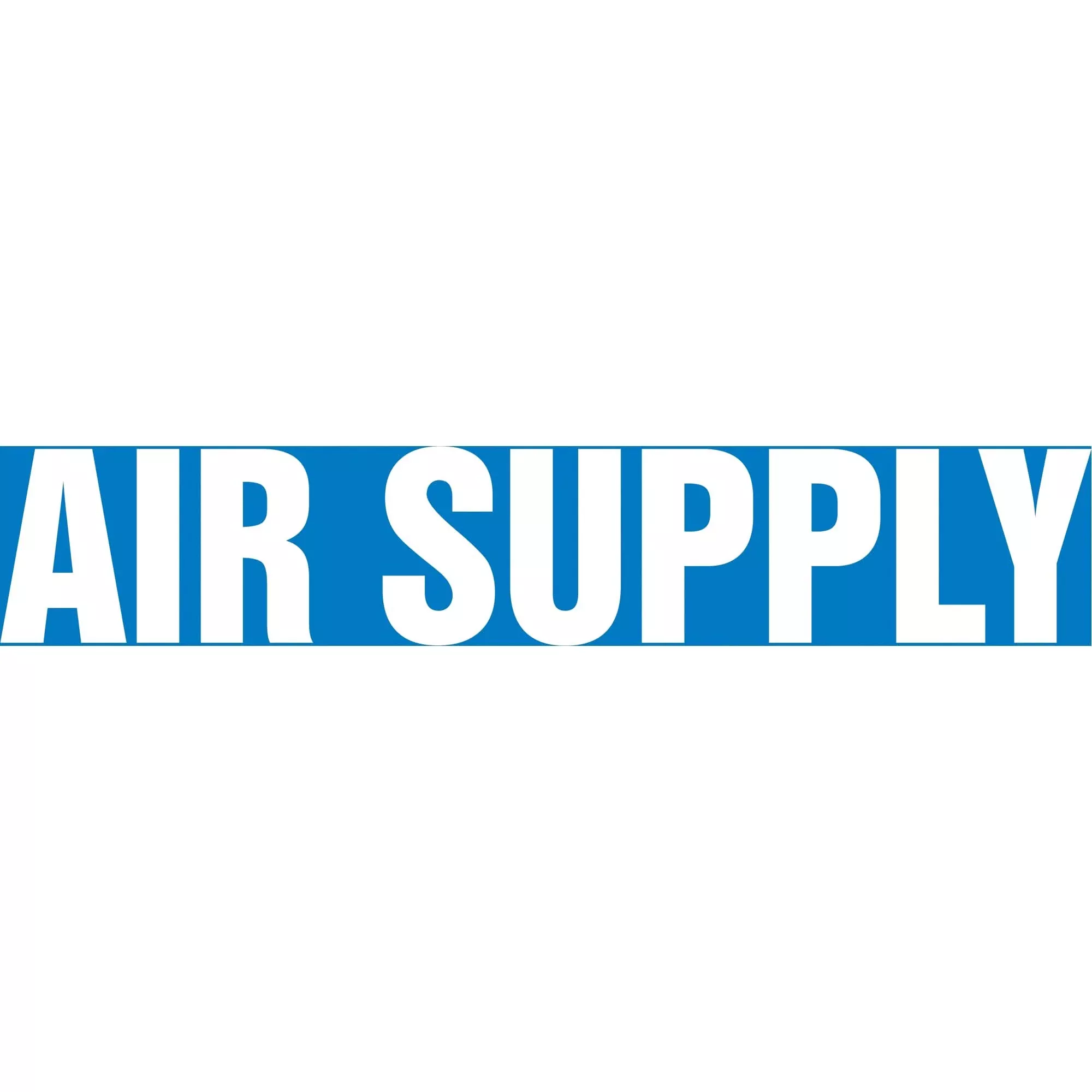 "Air Supply" Pipe Marker, Self-Adhesive, 1" H x 8" W, White on Blue