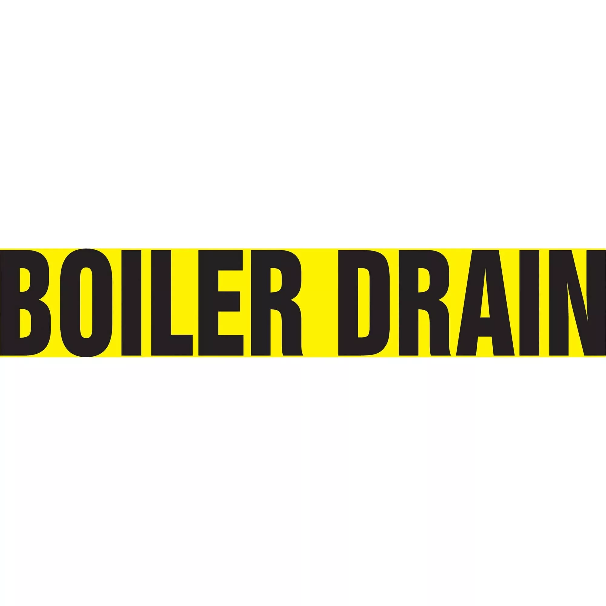"Boiler Drain" Pipe Marker, Self-Adhesive, 1-1/2" H x 8" W, Black on Yellow