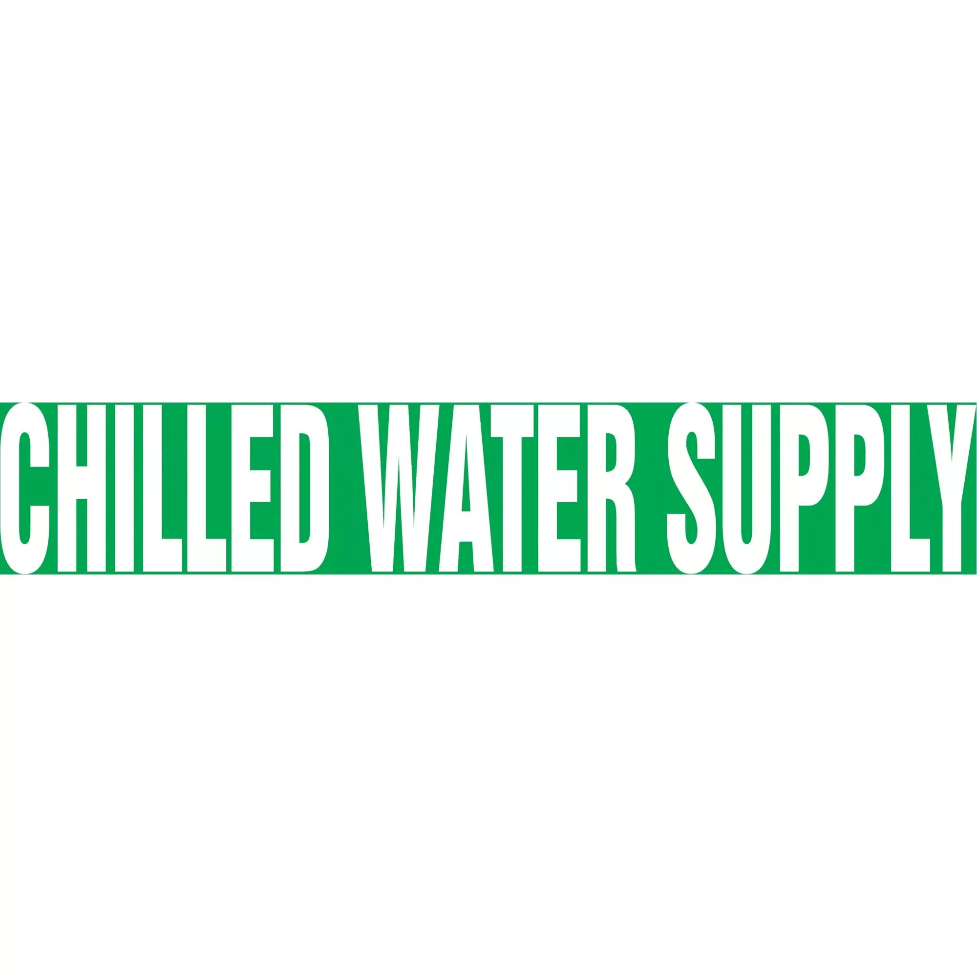 "Chilled Water Supply" Pipe Marker, Self-Adhesive, 1" H x 8" W, White on Green