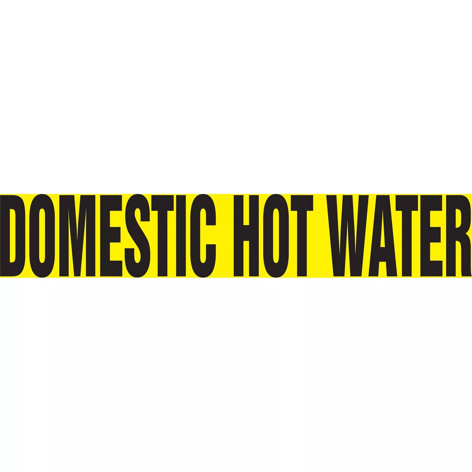 "Domestic Hot Water" Pipe Marker, Self-Adhesive, 1-1/2" H x 8" W, Black on Yellow