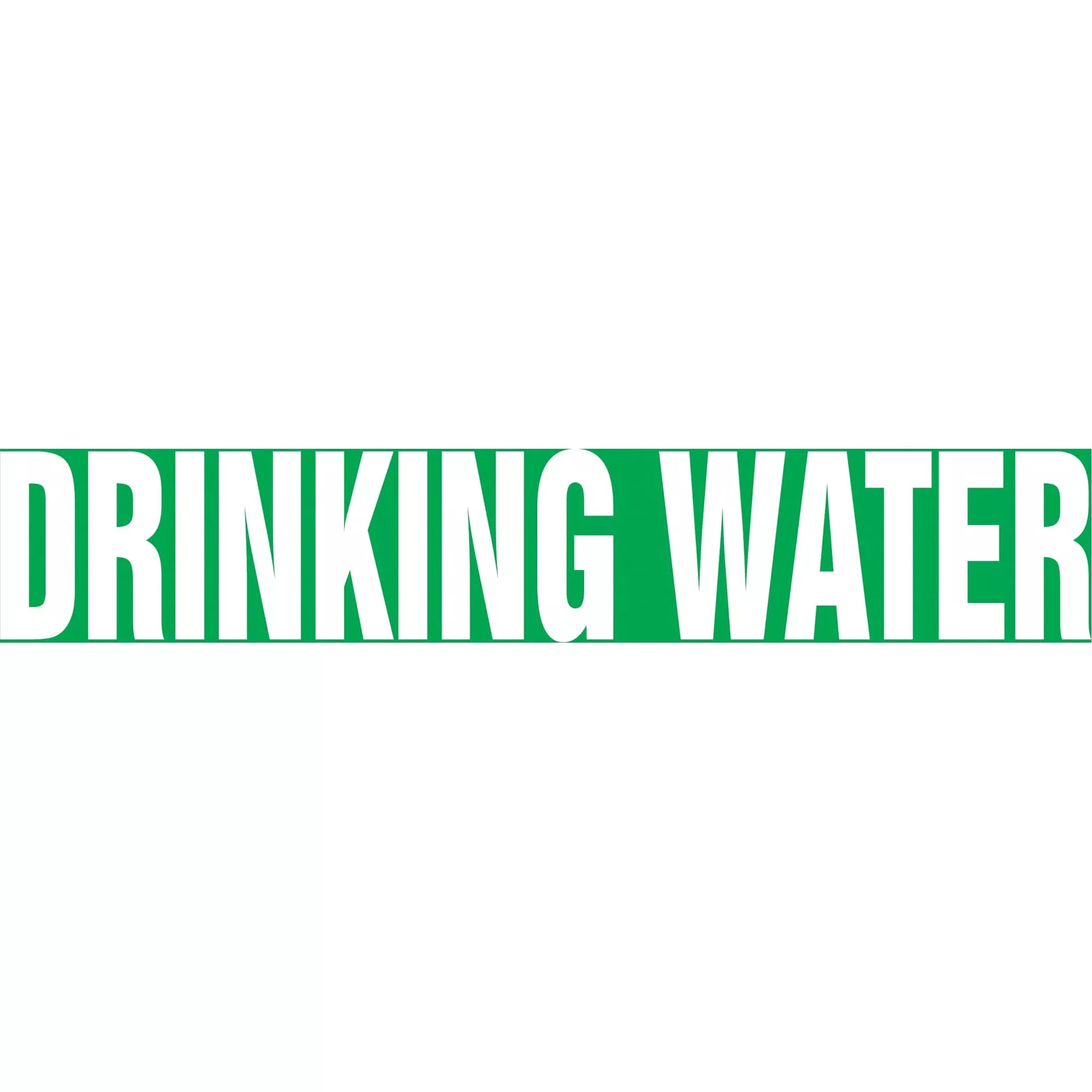 "Drinking Water" Pipe Marker, Self-Adhesive, 1" H x 8" W, White on Green