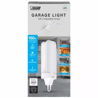 Frosted Led Garage Light Bulb, 4 Foldable Light Panels, 26-watts