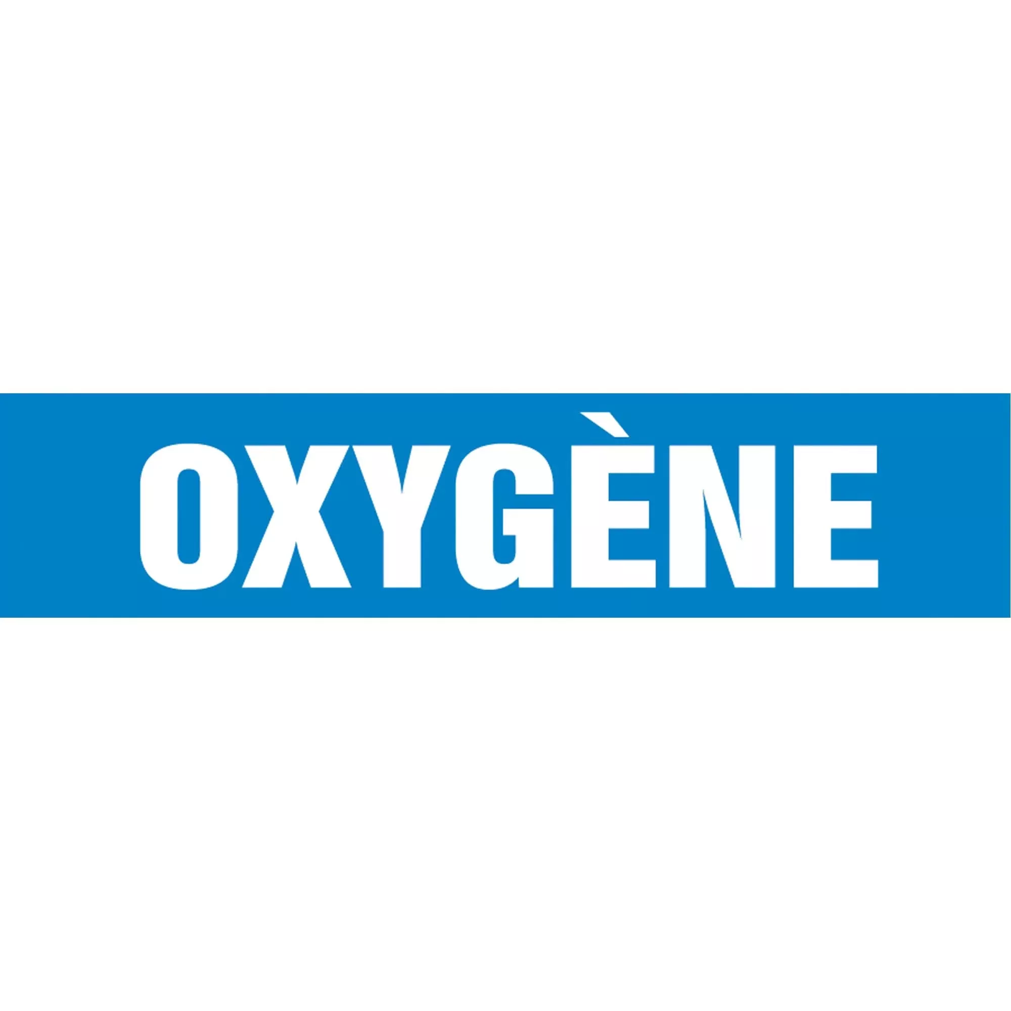 "Oxygène" Pipe Marker, Self-Adhesive, 1" H x 8" W, White on Blue